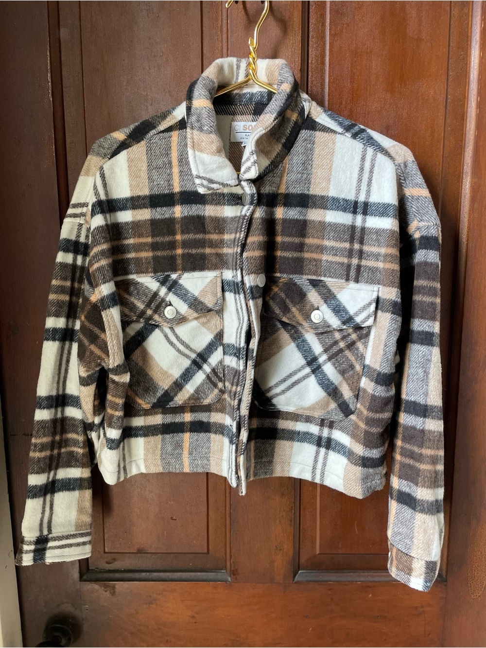 Ci Sono women's small plaid cropped shacket